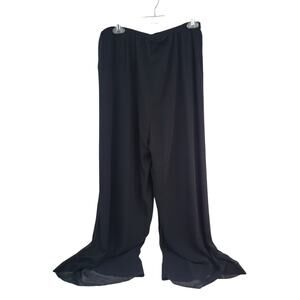 Alex Evenings Womens Sheer Elastic Waist Gaucho Dress Pants, Black, Large